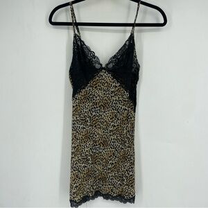 Vintage Y2K Victoria’s Secret Medium Lace Slip Dress Cheetah Leopard Animal Sexy